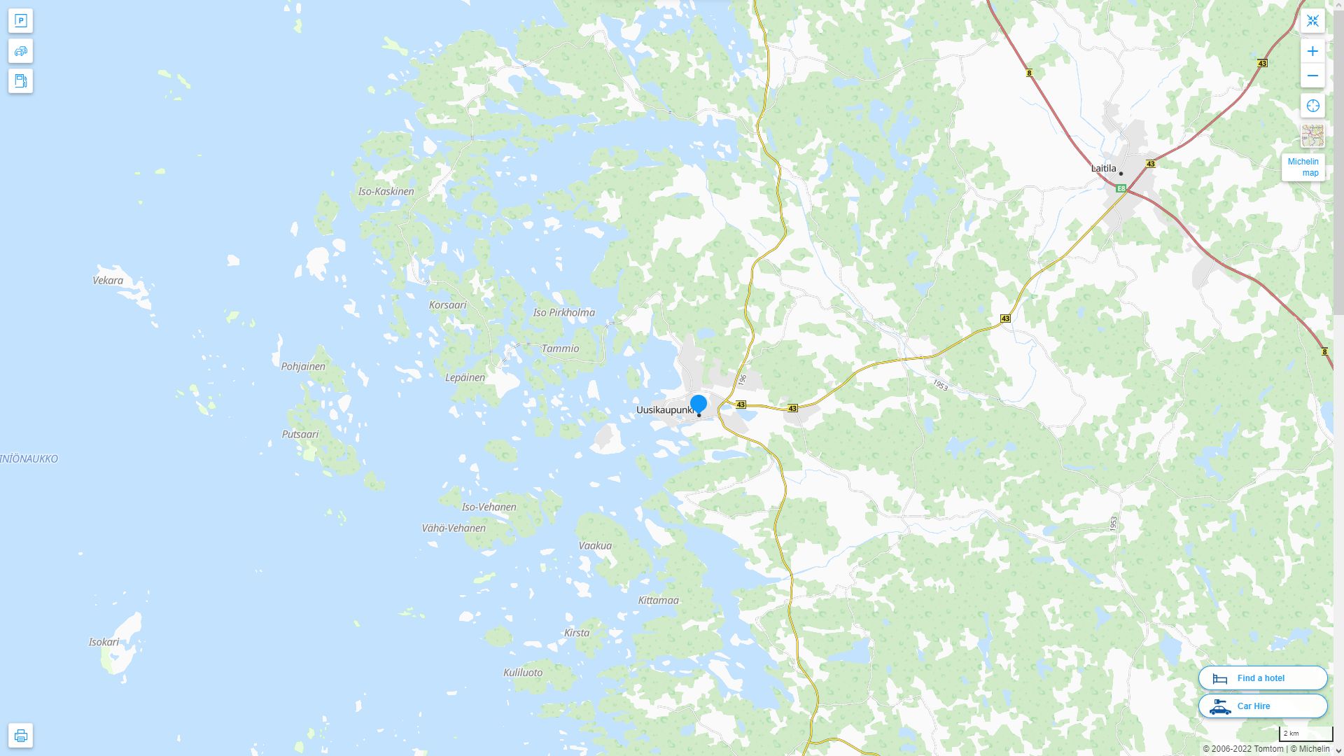 Uusikaupunki Finlande Autoroute et carte routiere